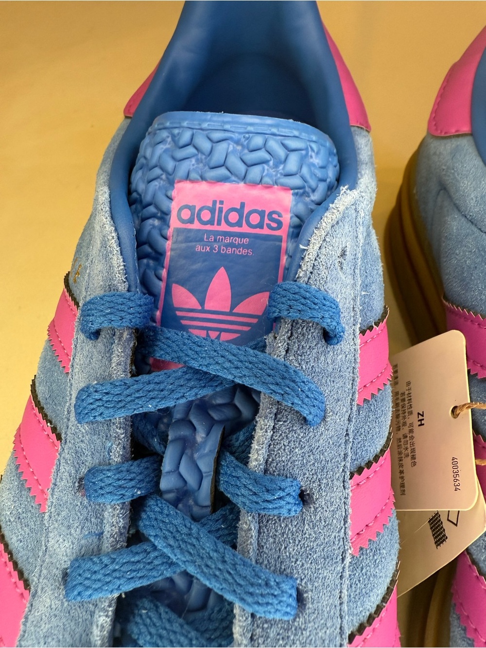 Adidas Gazelle Bold W Royal Blue Suede Pink Stripe Platform NWOB IG4367 Size 8.5 - Picture 4 of 16